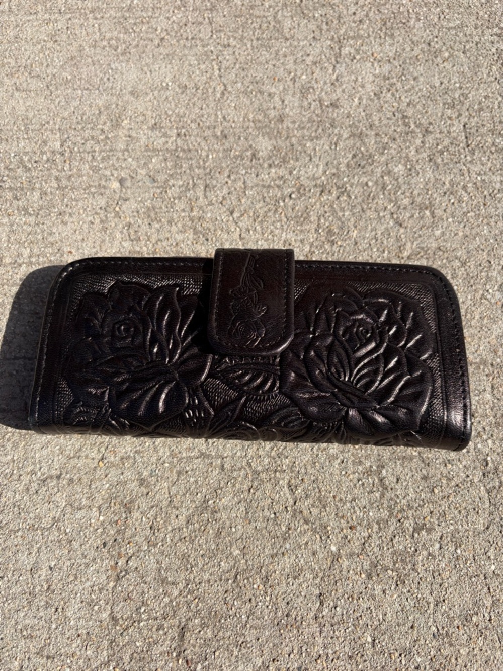 Black Floral Embossed Women's Wallet